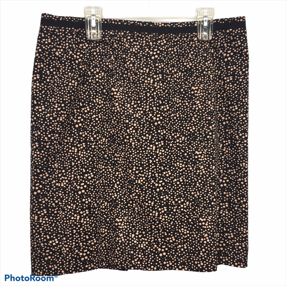 Boden Black Rose Gold Dot Print Pencil Skirt 14